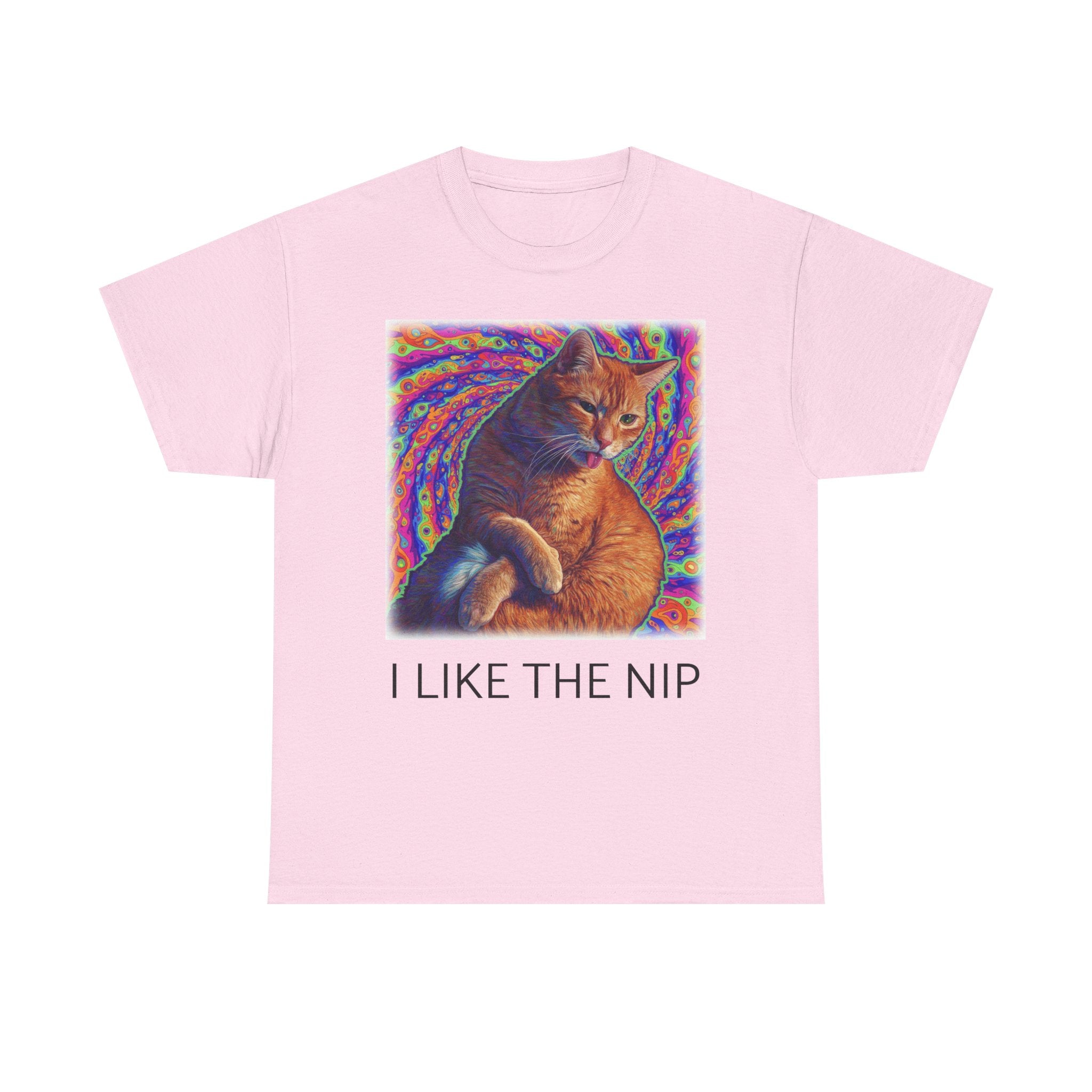 Psychedelic Ginger Cat I LIKE THE NIP T-Shirt | Catnip Cat Tee featuring Floyd