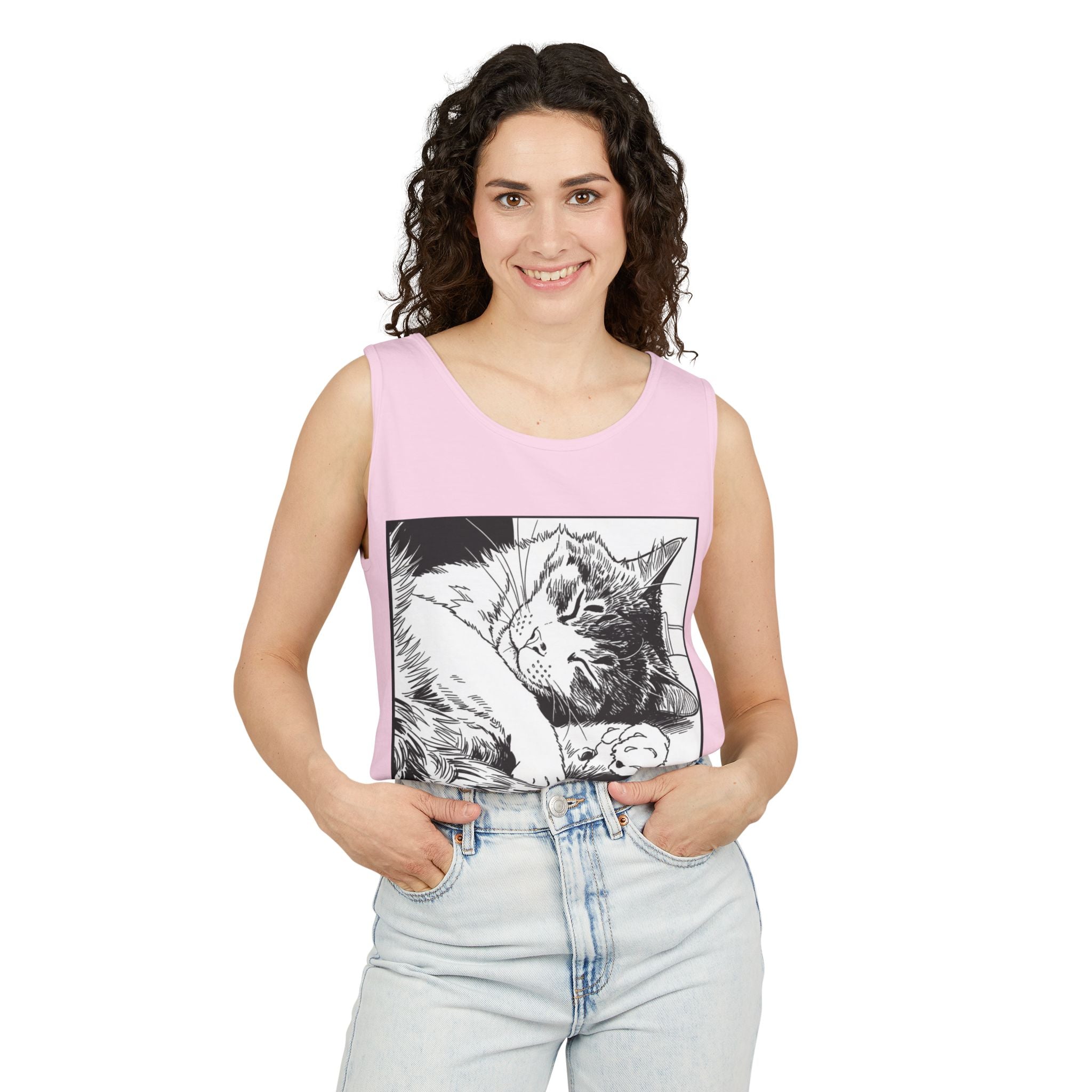 It Can Wait | Sleeping Cat Tank Top | Funny Cat Comfort Colors Tank | Sarcastic Cat Lover Gift