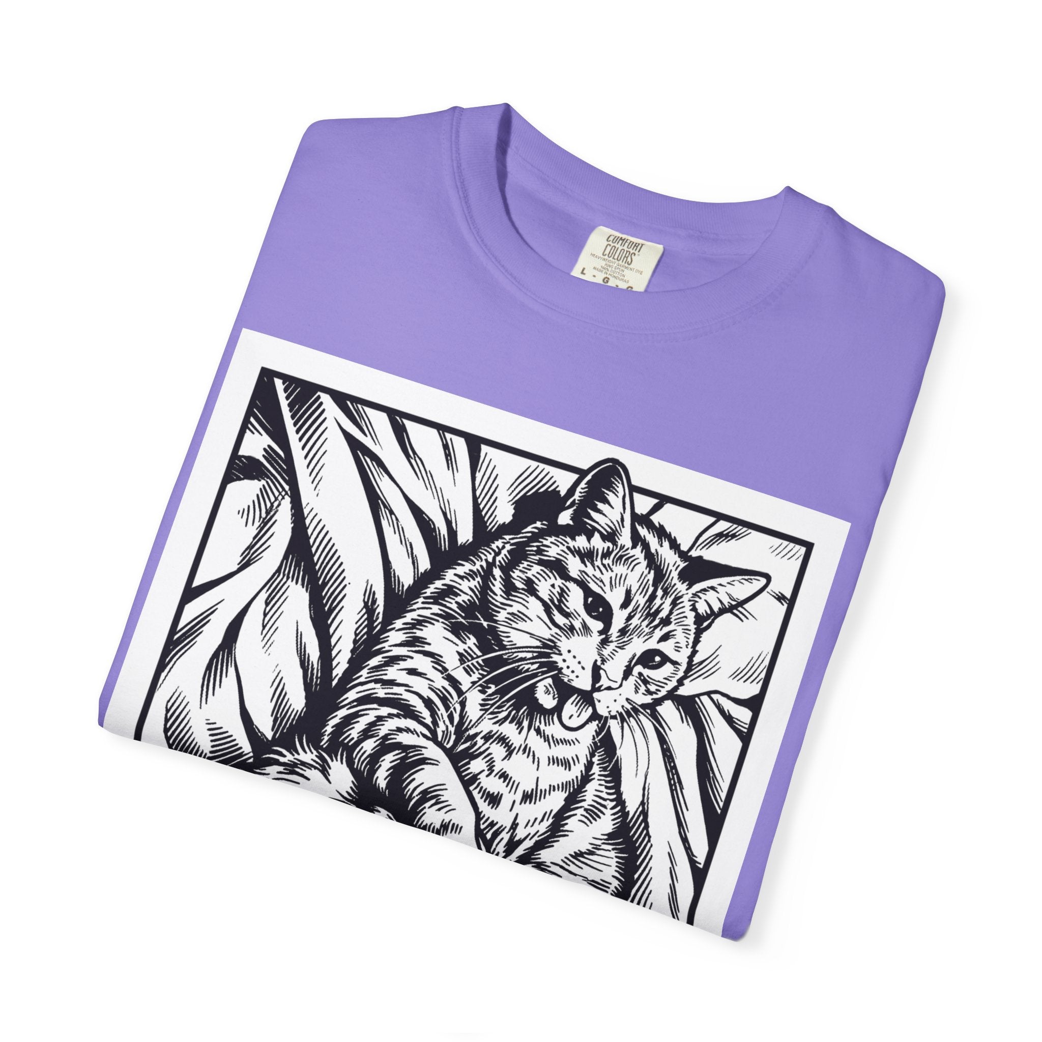 Hard Pass | Funny Floyd Cat Comfort Colors Tee | Sarcastic Cat Lover Gift | Cat Graphic Shirt