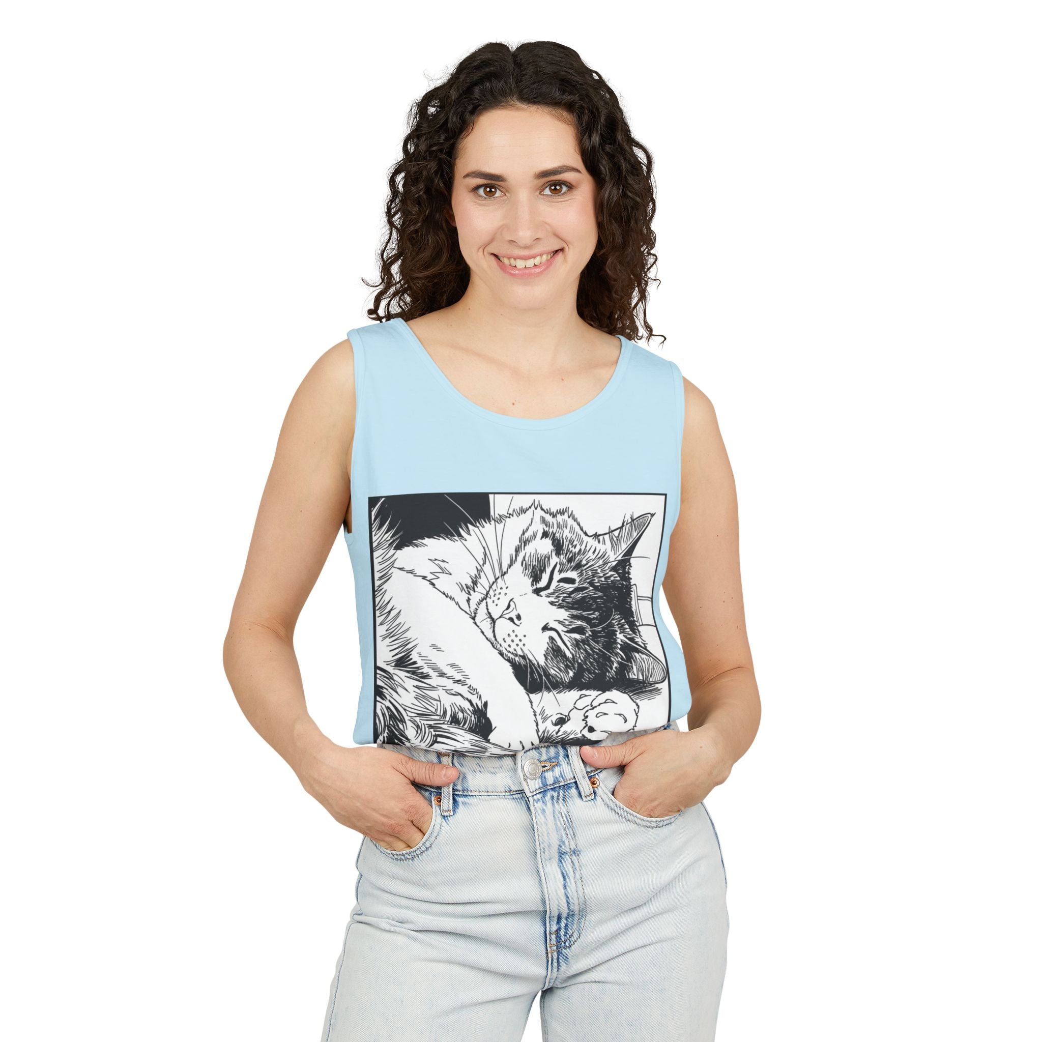 It Can Wait | Sleeping Cat Tank Top | Funny Cat Comfort Colors Tank | Sarcastic Cat Lover Gift
