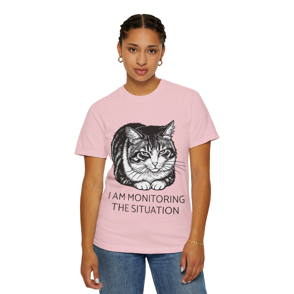 I Am Monitoring the Situation | Lulu Cat Loaf Comfort Colors Tee | Funny Cat Lover Shirt | Sarcastic Cat Gift
