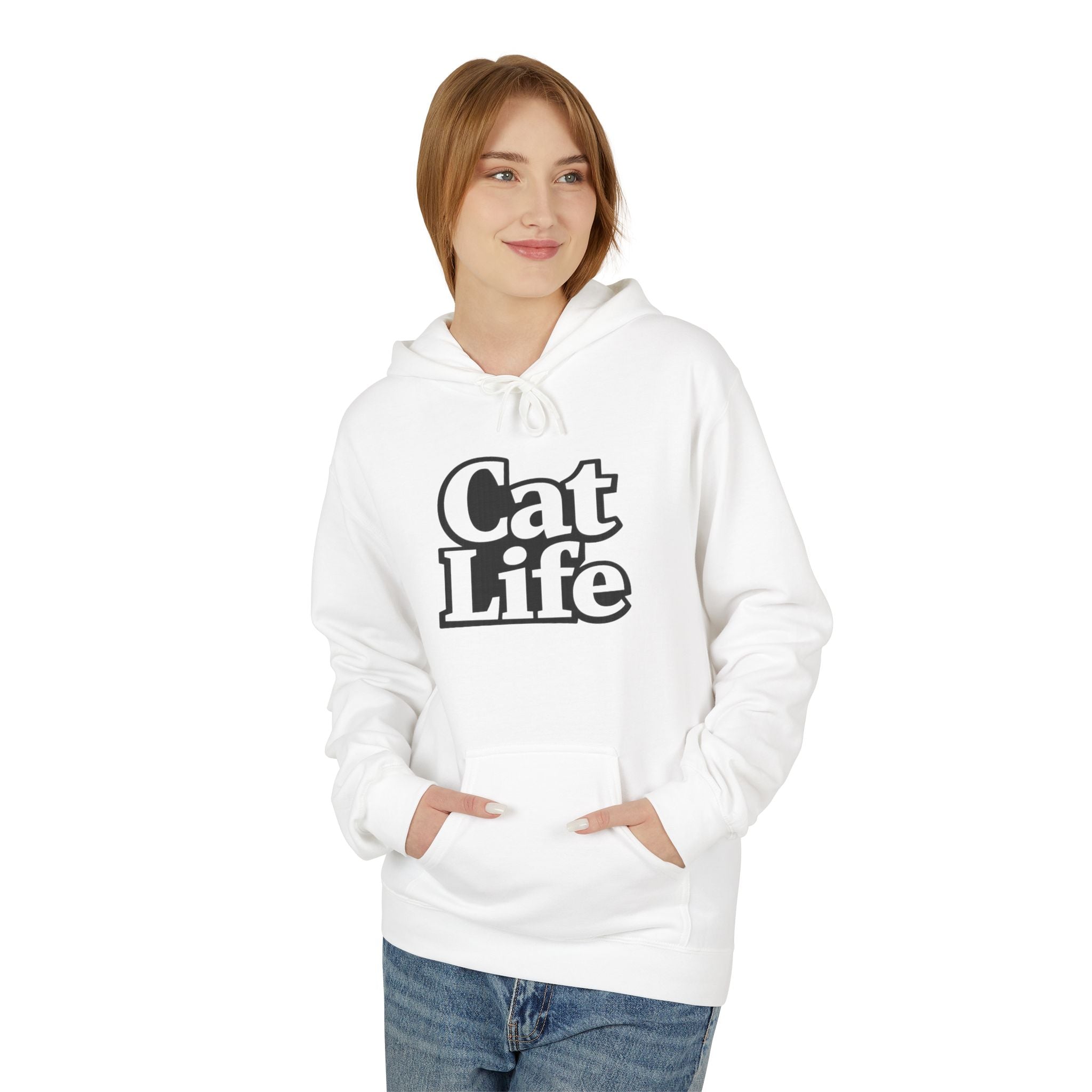 Cat Life Retro Text Hoodie | Cozy Cat Lover Sweatshirt | Cat Mom Gift
