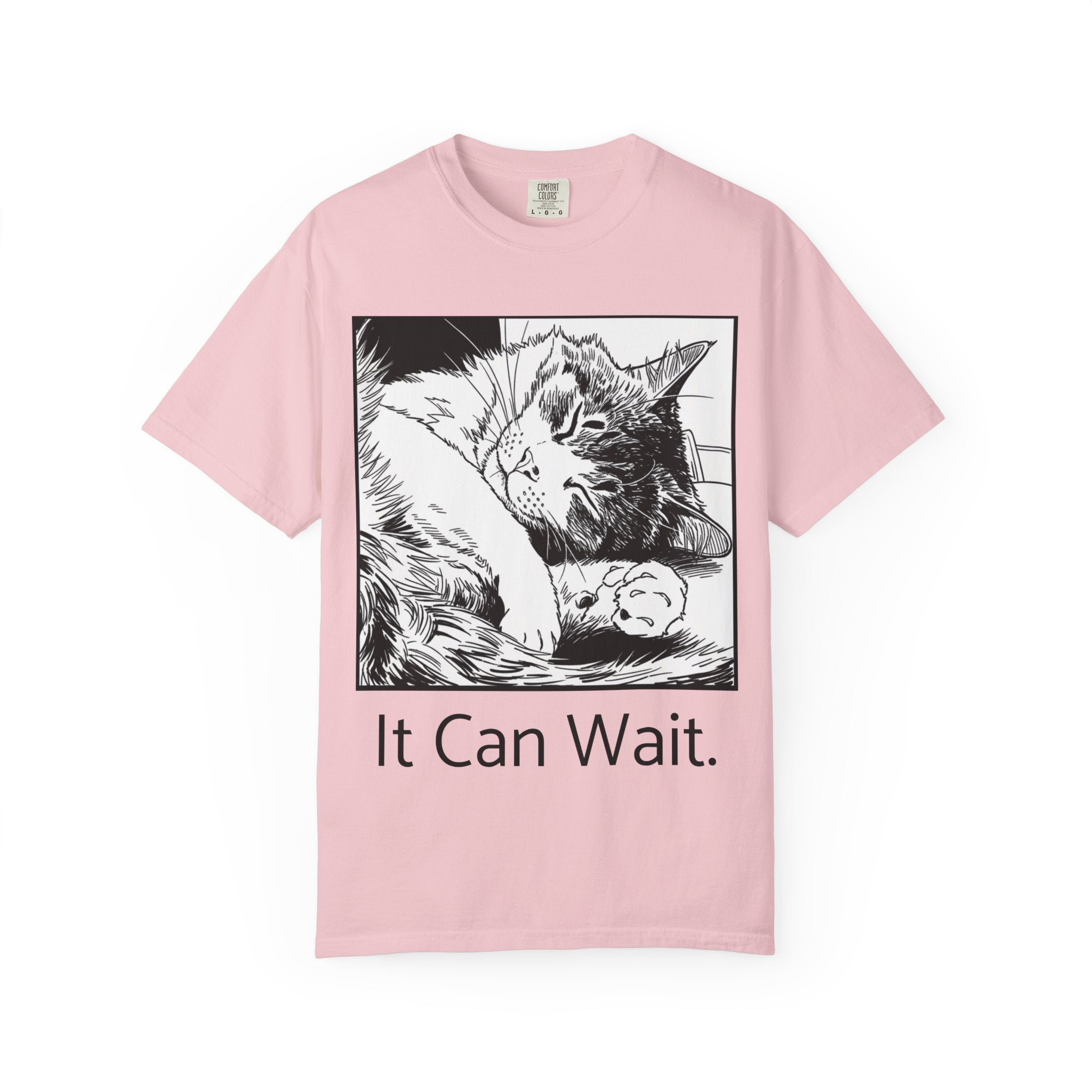 It Can Wait | Sleeping Cat Comfort Colors Tee | Funny Cat Lover Shirt | Sarcastic Cat Gift