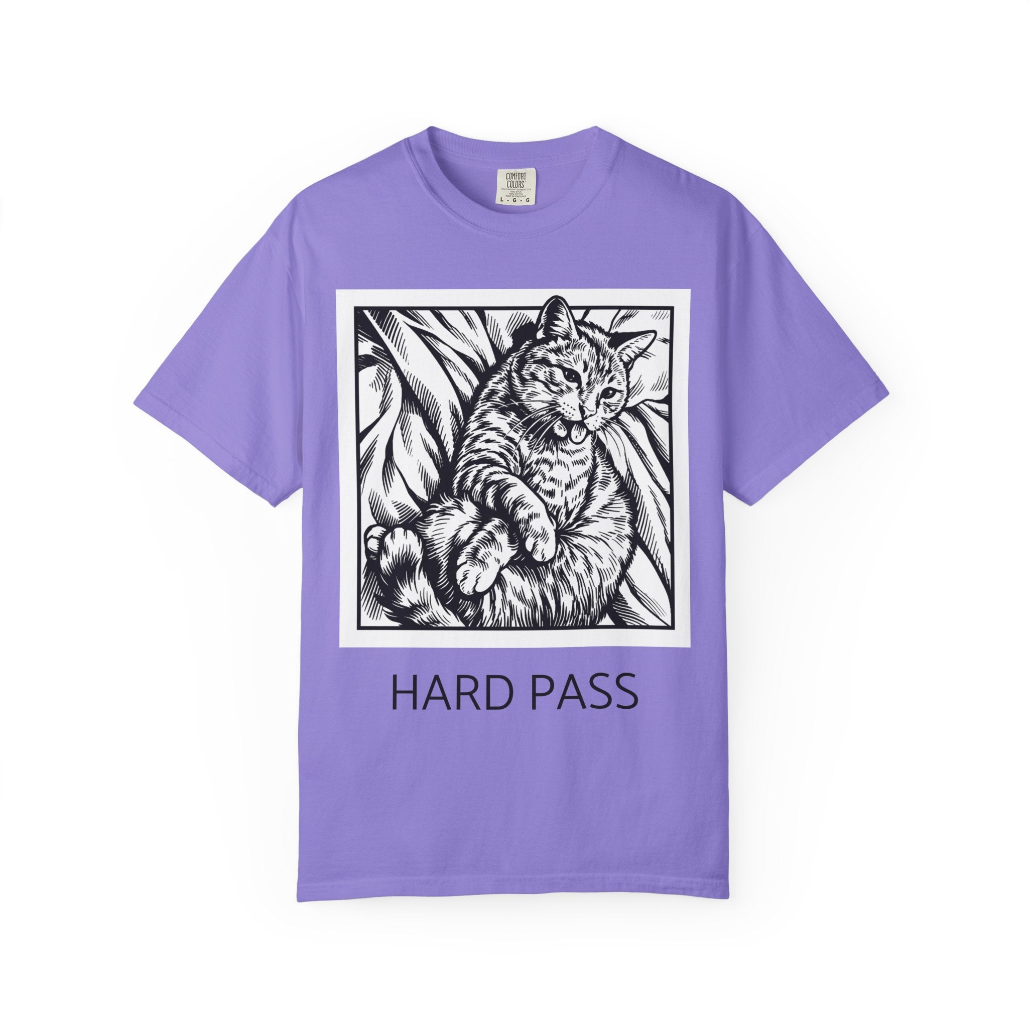 Hard Pass | Funny Floyd Cat Comfort Colors Tee | Sarcastic Cat Lover Gift | Cat Graphic Shirt