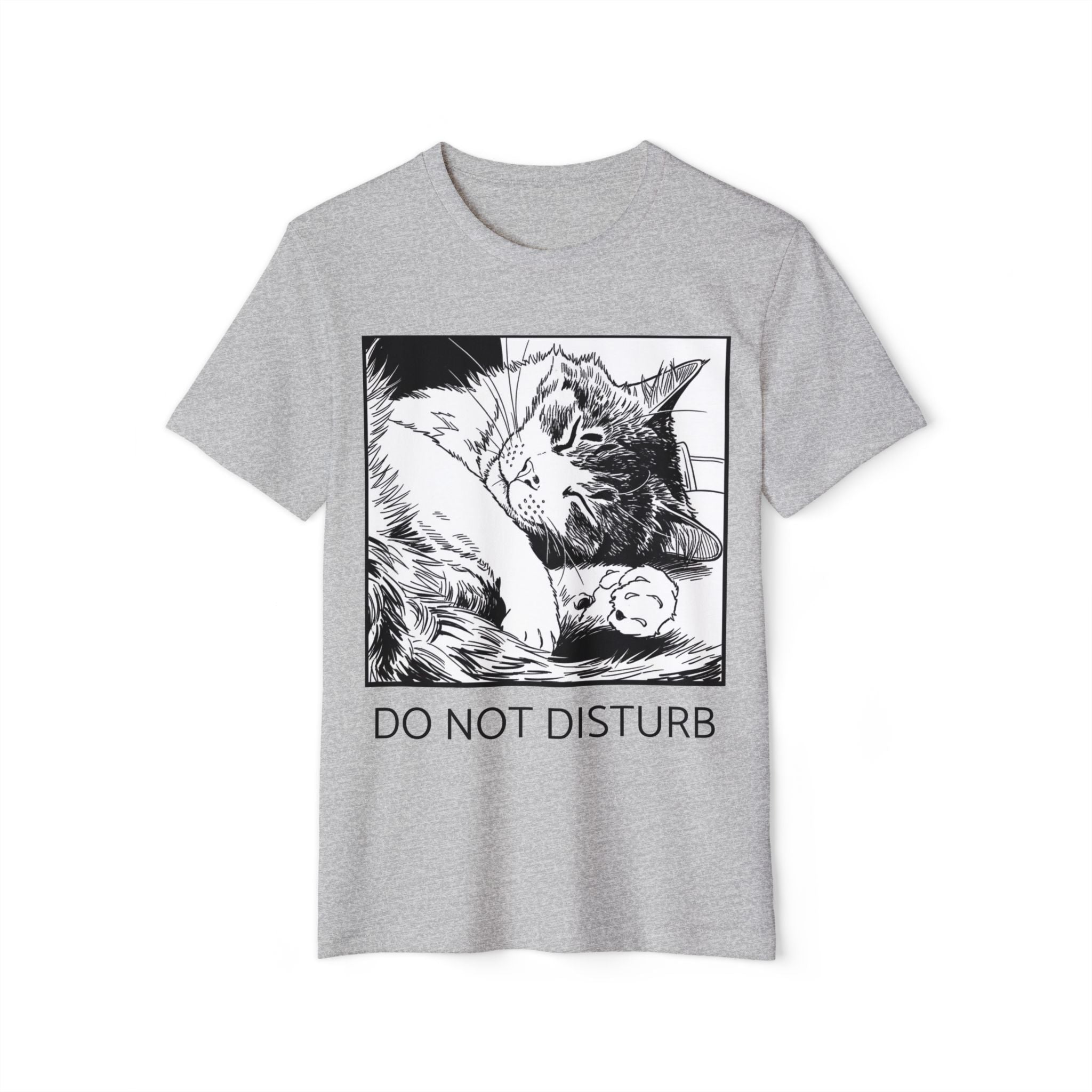 Do Not Disturb Sleeping Cat Tee | Ink Illustration Organic Tee | Cat Lover Gift