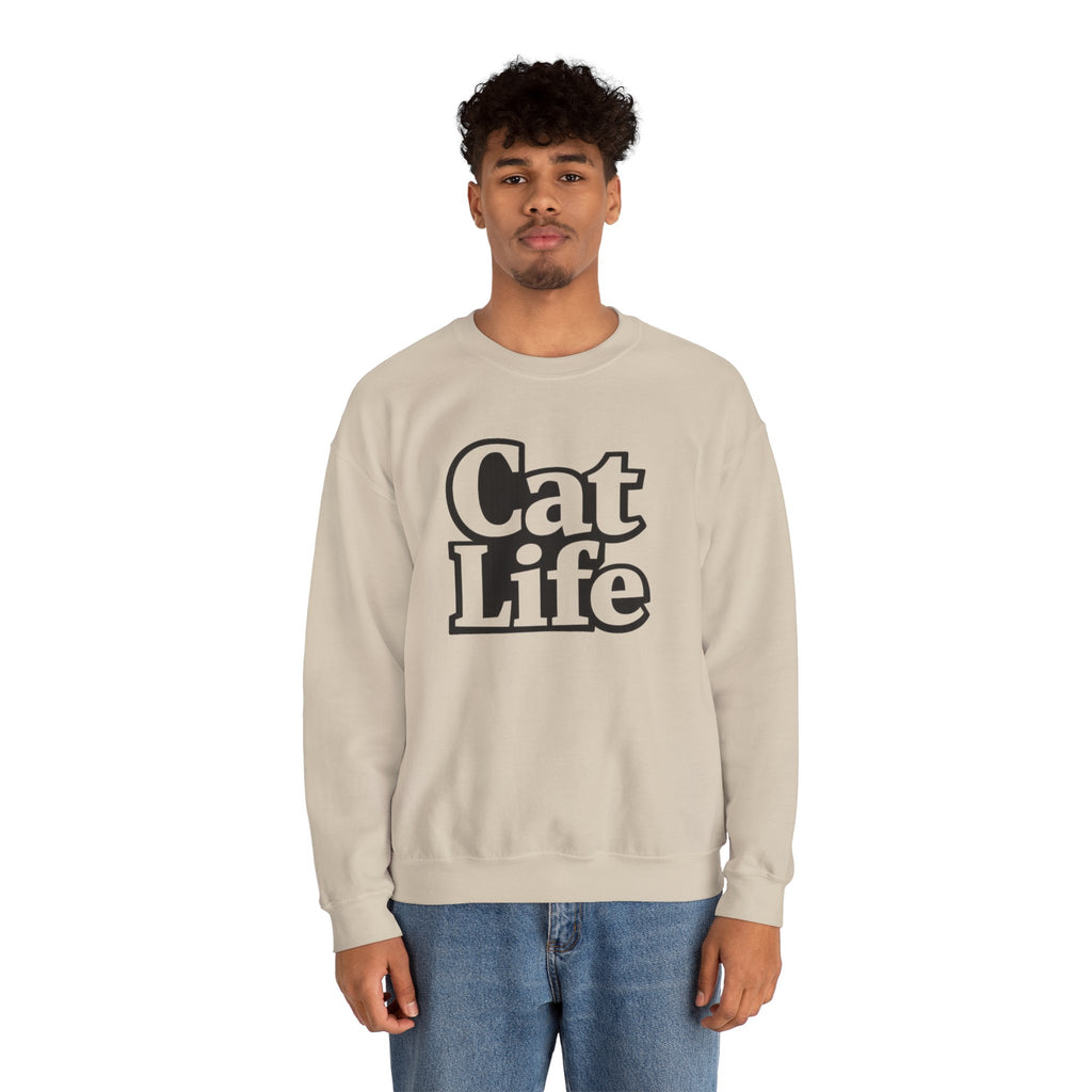 Cat Life Crewneck Sweatshirt | Retro Bold Text, Cat Lover Apparel
