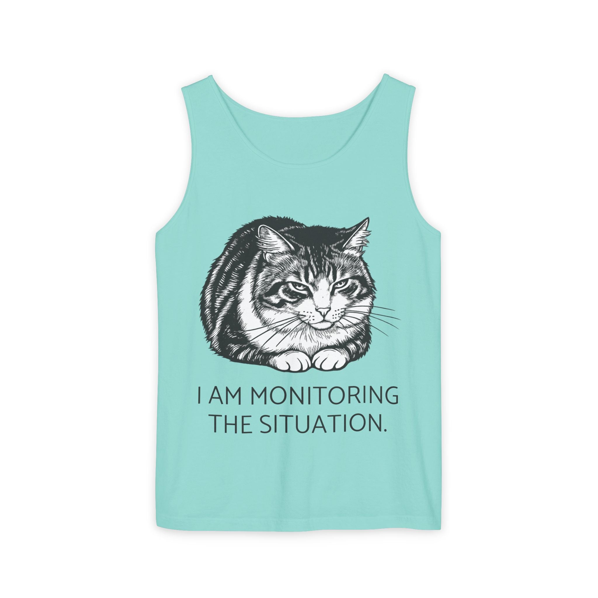 I Am Monitoring the Situation | Loaf Cat Tank Top | Funny Cat Comfort Colors Tank | Sarcastic Cat Lover Gift