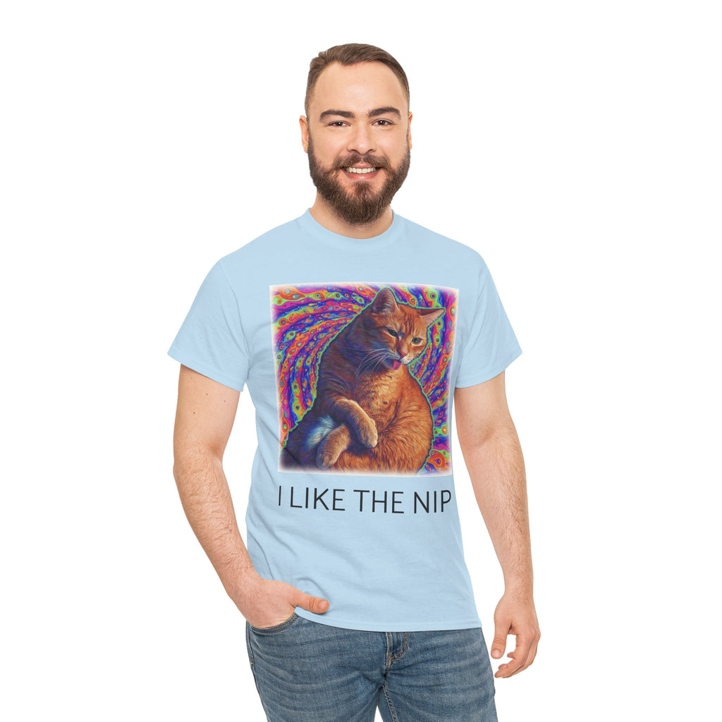 Psychedelic Ginger Cat I LIKE THE NIP T-Shirt | Catnip Cat Tee featuring Floyd