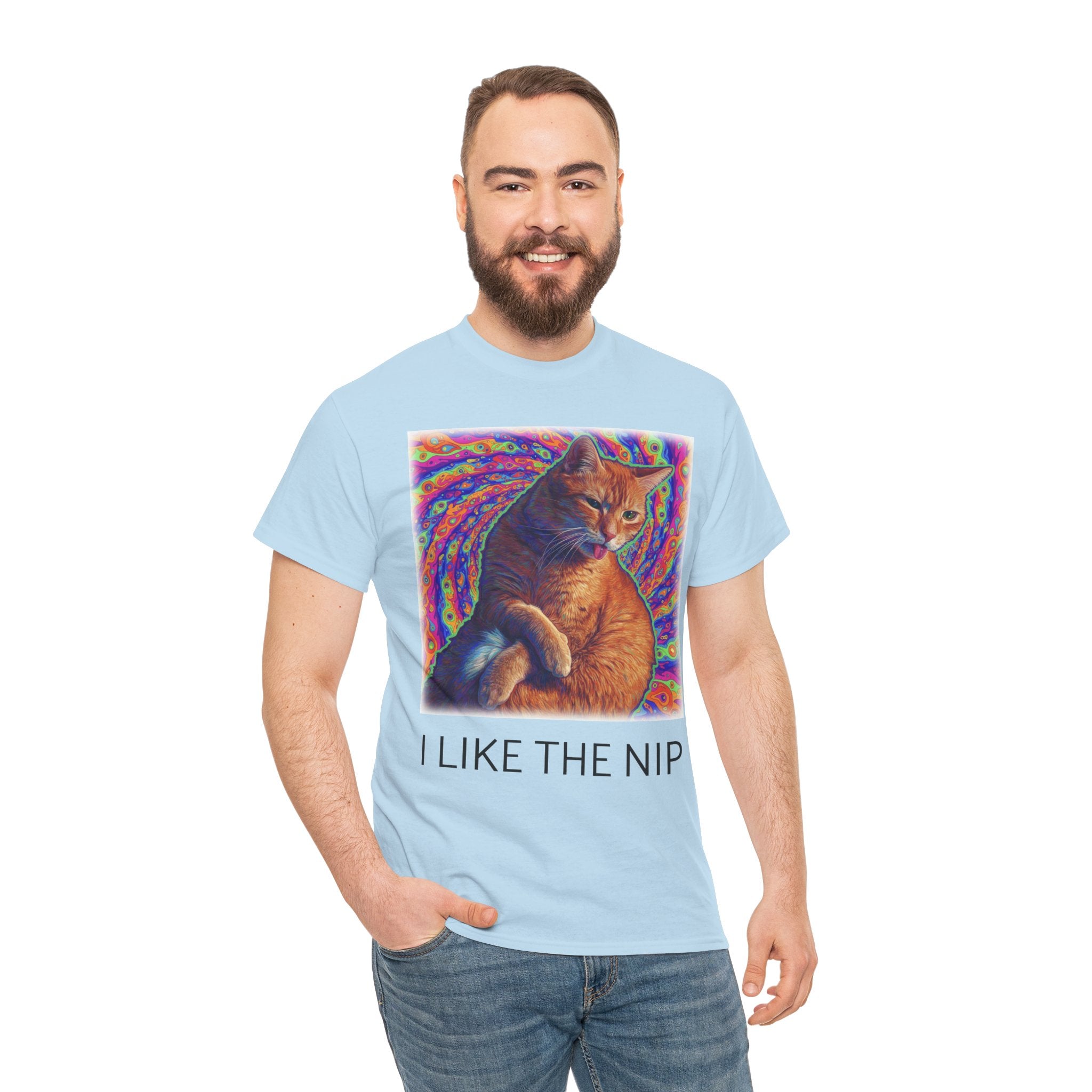 Psychedelic Ginger Cat I LIKE THE NIP T-Shirt | Catnip Cat Tee featuring Floyd