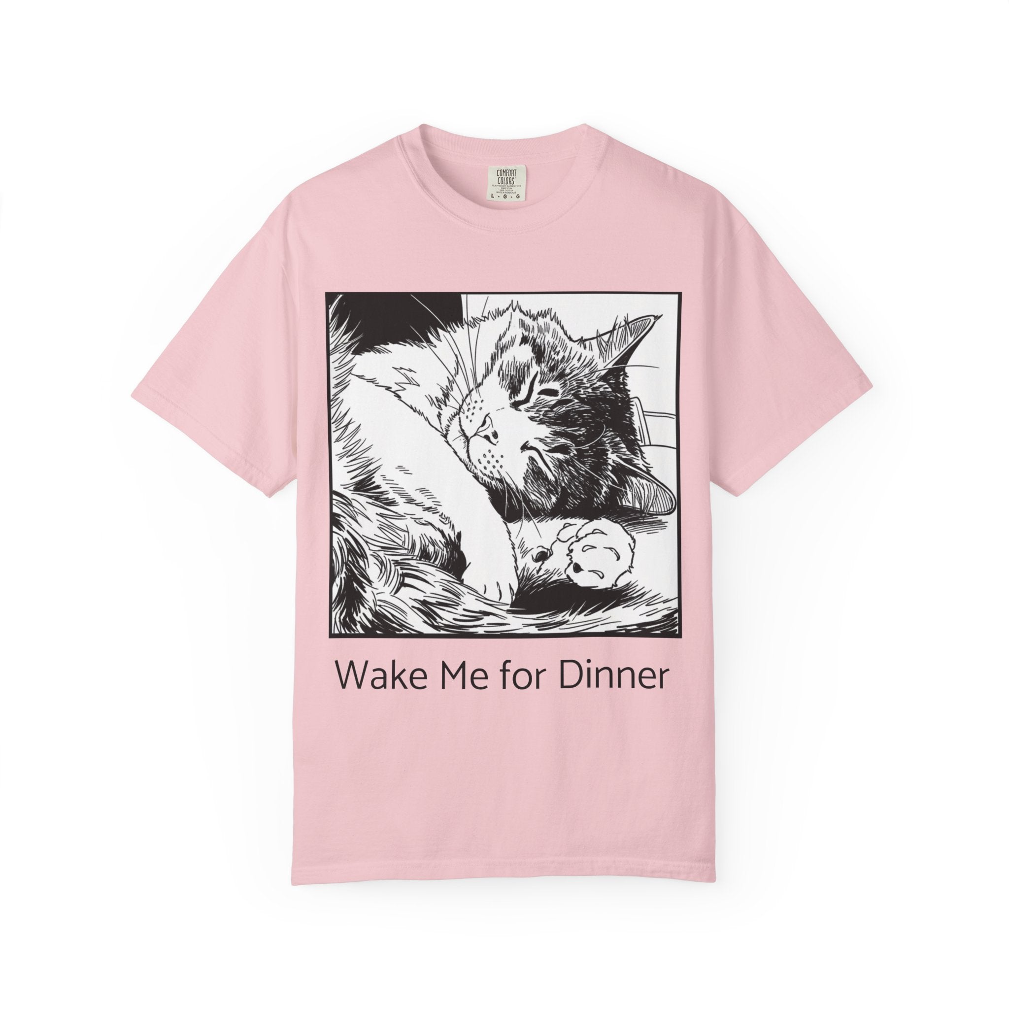 Wake Me for Dinner | Sleeping Lulu Cat Tee | Funny Cat Comfort Colors Shirt | Cat Lover Gift