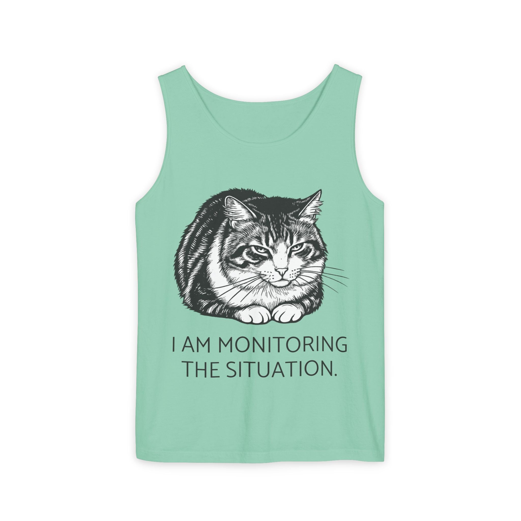 I Am Monitoring the Situation | Loaf Cat Tank Top | Funny Cat Comfort Colors Tank | Sarcastic Cat Lover Gift
